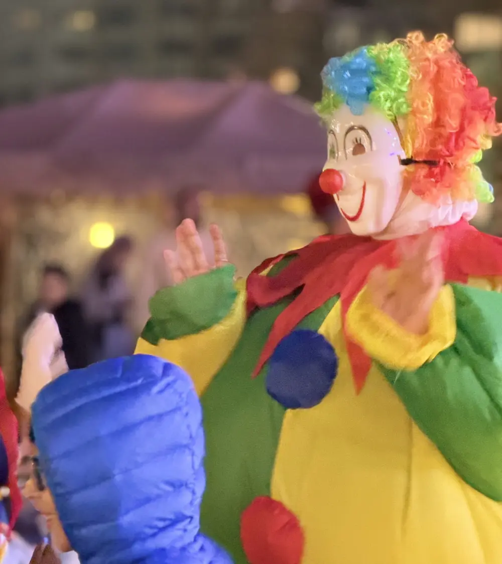 Family festival character with children