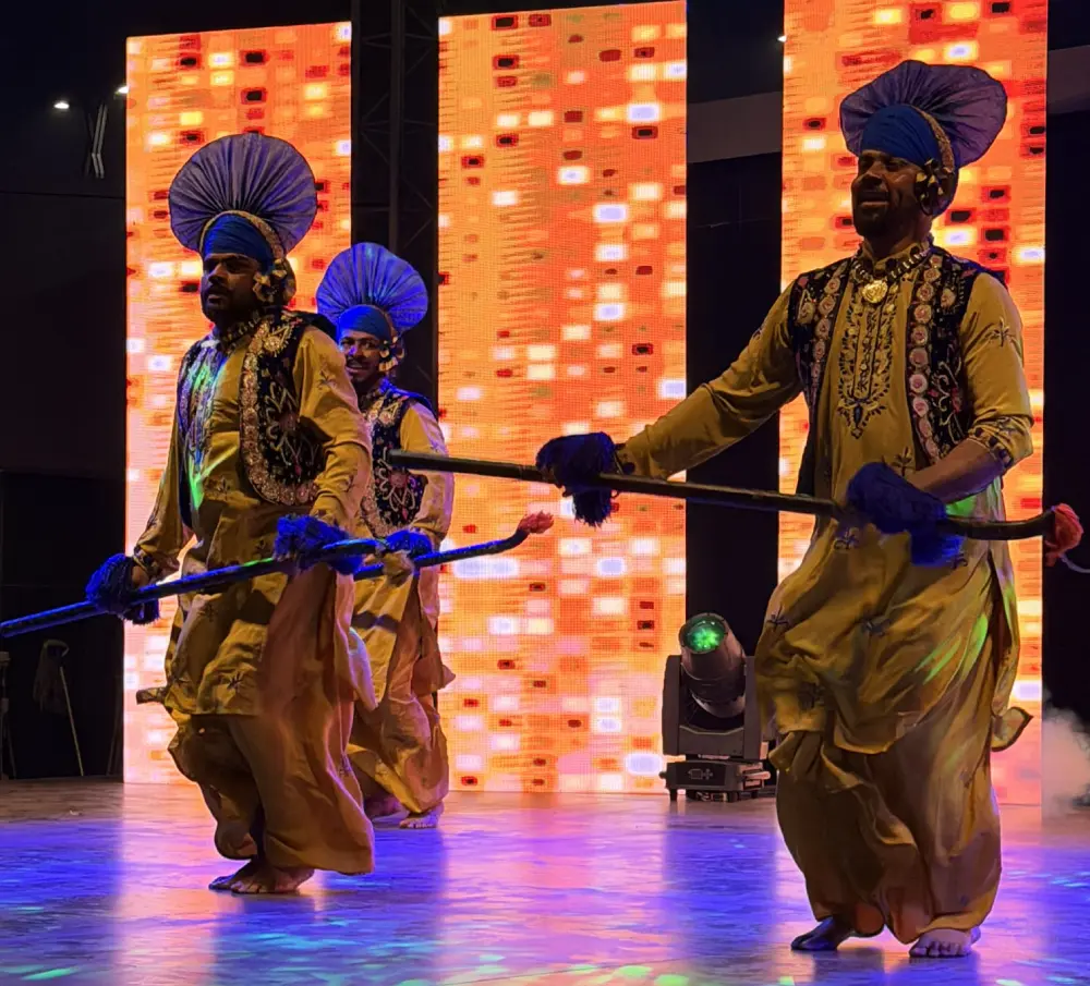 Traditional performers on a festival stage